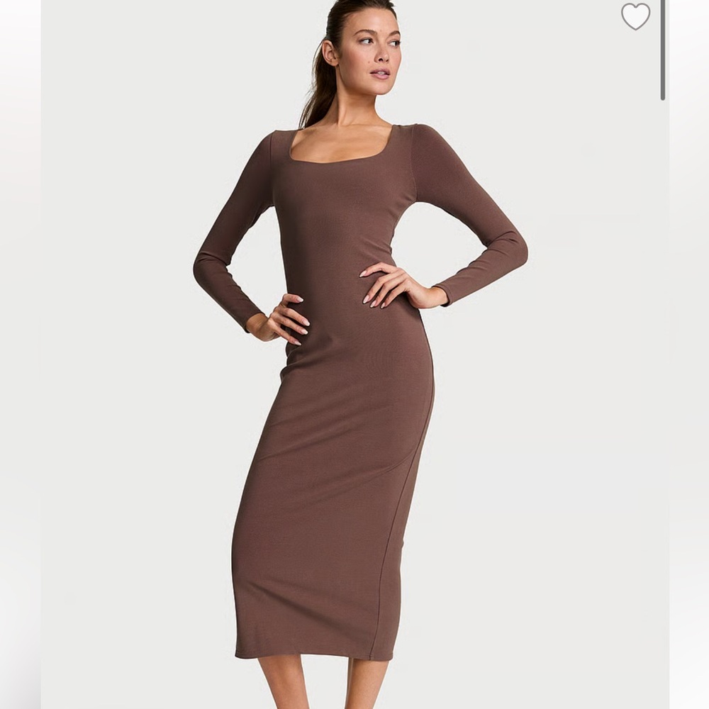 Victoria’s Secret Shapewear by Victoria Smoothing Rib Long-Sleeve Maxi Dress L